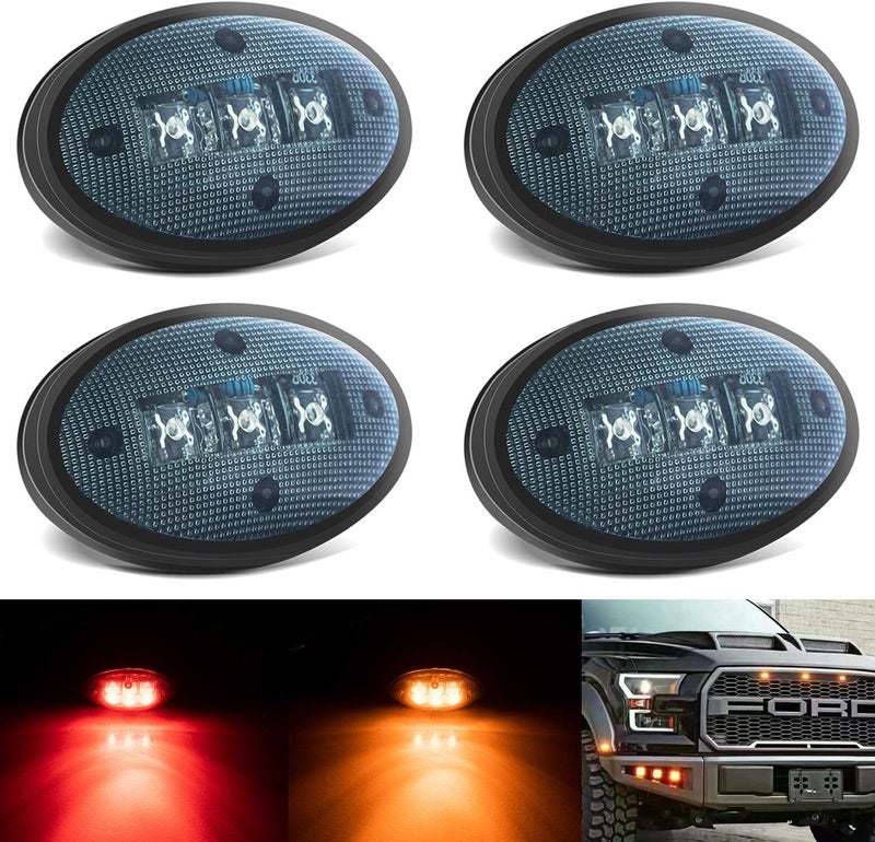 KEING Smoked Dually Bed Fender Side Marker LED Lights For Ford 1999-2021 F250 F350 F450 F550 (2PCS Red + 2PCS Amber) - Image 1