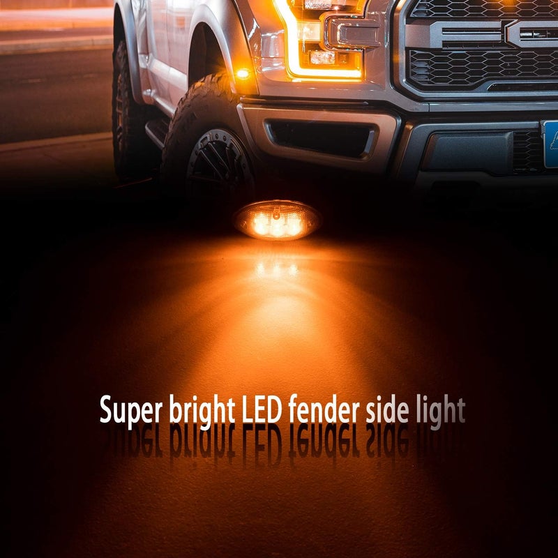 KEING Smoked Dually Bed Fender Side Marker LED Lights For Ford 1999-2021 F250 F350 F450 F550 (2PCS Red + 2PCS Amber) - Image 2