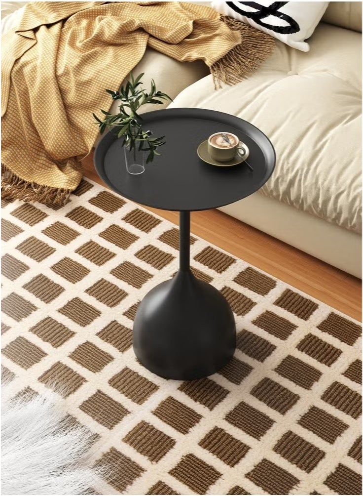 طاولة قهوة، أريكة نورديك جانبية مزخرفة للمساحات الصغيرة في غرفة المعيشة أو غرفة النوم أو الفناء، طاولة جانبية معدنية عتيقة، طاولة خارجية مستديرة من الحديد المعدني مقاومة للعوامل الجوية ومقاومة للصدأ، مقاس 40×60 سم - Image 3