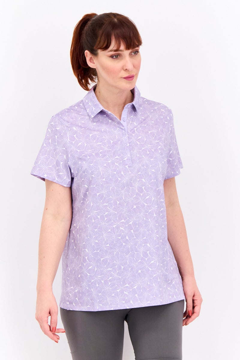 PUMA Women Sportswear Fit Short Sleeve Golf Polo Shirts, Lavender - Image 1