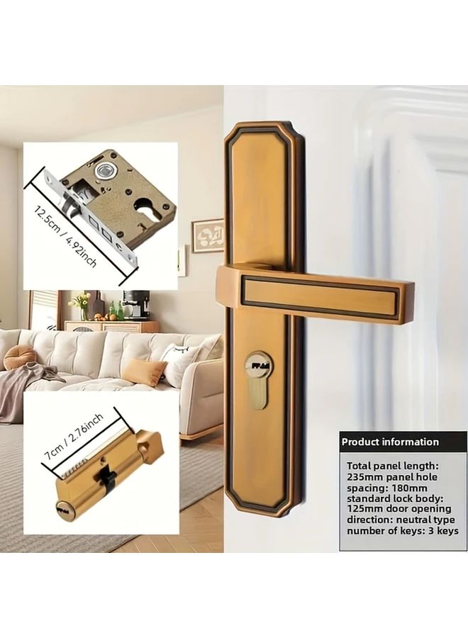 European Classic Silent Mechanical Door Lock Yellow Bronze Easy Install Durable Titanium Alloy - Image 3