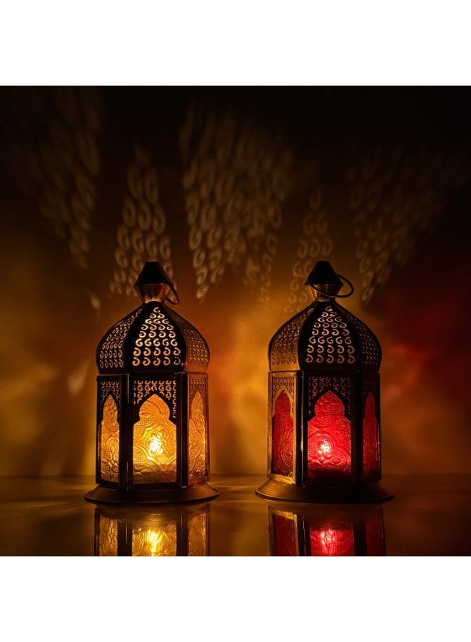 سوق ديزاينز مجموعة فوانيس من سوق ديزاينز - فوانيس شموع معدنية رمضانية لتزيين الطاولة والمنزل، فوانيس شموع للمجالس وزينة رمضان وديوالي، هدية صغيرة للأطفال لتزيين المنزل - Image 3