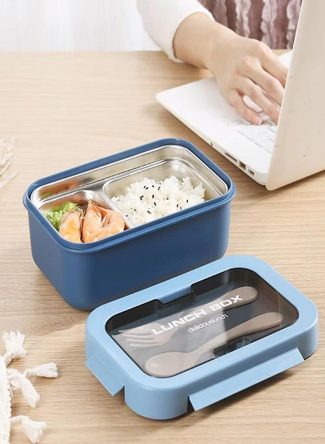Whimsical Stainless Steel Food Storage Containers with Lid, Reusable, Meal Prep Rectangular Airtight Lunch Box, BPA Free & Leak Proof Snack Boxes for Salad, Leftovers (02 - Blue) - Image 5