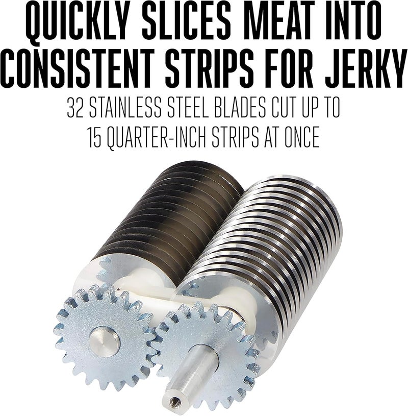 Weston Weston Manual Support Beef Jerky Slicer Quick and Easy Operation For Cuts Up To 5 Wide x 125 Thick Durable Aluminum Construction Stainless Steel Blades Charcoal Gray 073801WA  - Image 2