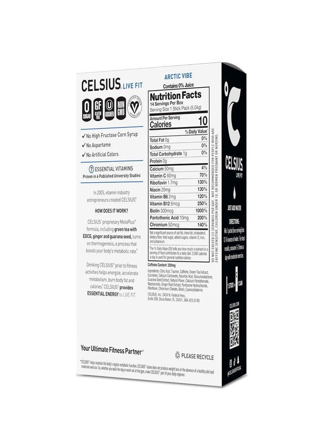 CELSIUS® On-the-Go Powder Sticks Arctic Vibe, Essential Energy 2.5 Oz (14 Sticks per Pack) - Image 2