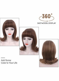 Excefore Brown Wig with Bangs, 60s Retro Beehive Wigs for Women, 70s Classic Style Cosplay Wig With Bang  - Image 4
