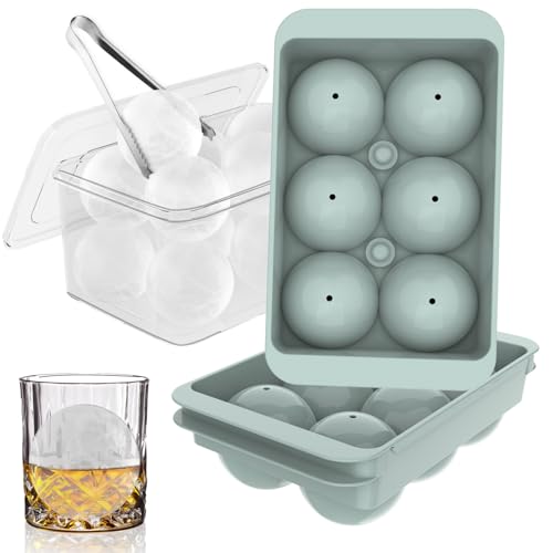 WIBIMEN Large Ice Cube Molds, Big Round Whiskey Ice Cube Trays for Freezer, Easy to Fill & Release, Whiskey Bourbon Cocktail(2.5In*6 Balls- Blue/2 Pack) - Image 1