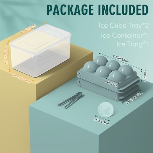 WIBIMEN Large Ice Cube Molds, Big Round Whiskey Ice Cube Trays for Freezer, Easy to Fill & Release, Whiskey Bourbon Cocktail(2.5In*6 Balls- Blue/2 Pack) - Image 4
