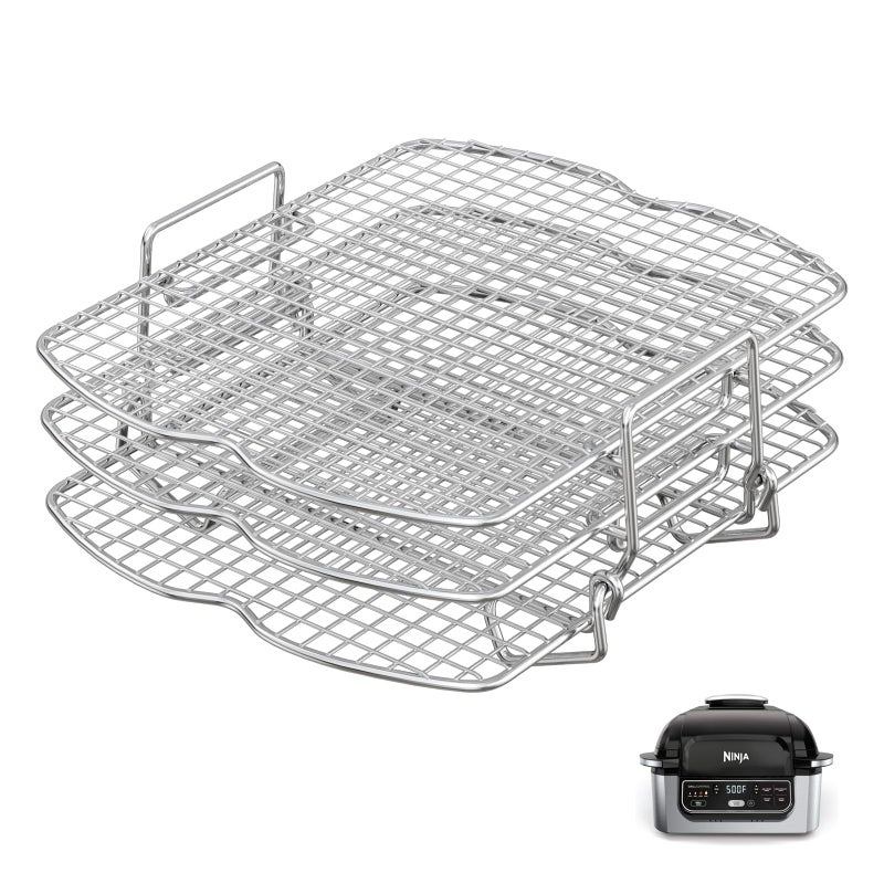 KEESHA Dehydrator Rack for Ninja Foodi AG300 Grill, 3 Stackable Layers Dehydrator Rack Stand for Ninja Foodi AG300 Accessories, Rectangle Air Fryer Accessories for Ninja AG300 AG301 Foodi Grills - Image 1