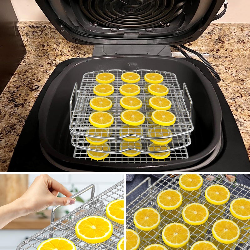 KEESHA Dehydrator Rack for Ninja Foodi AG300 Grill, 3 Stackable Layers Dehydrator Rack Stand for Ninja Foodi AG300 Accessories, Rectangle Air Fryer Accessories for Ninja AG300 AG301 Foodi Grills - Image 5