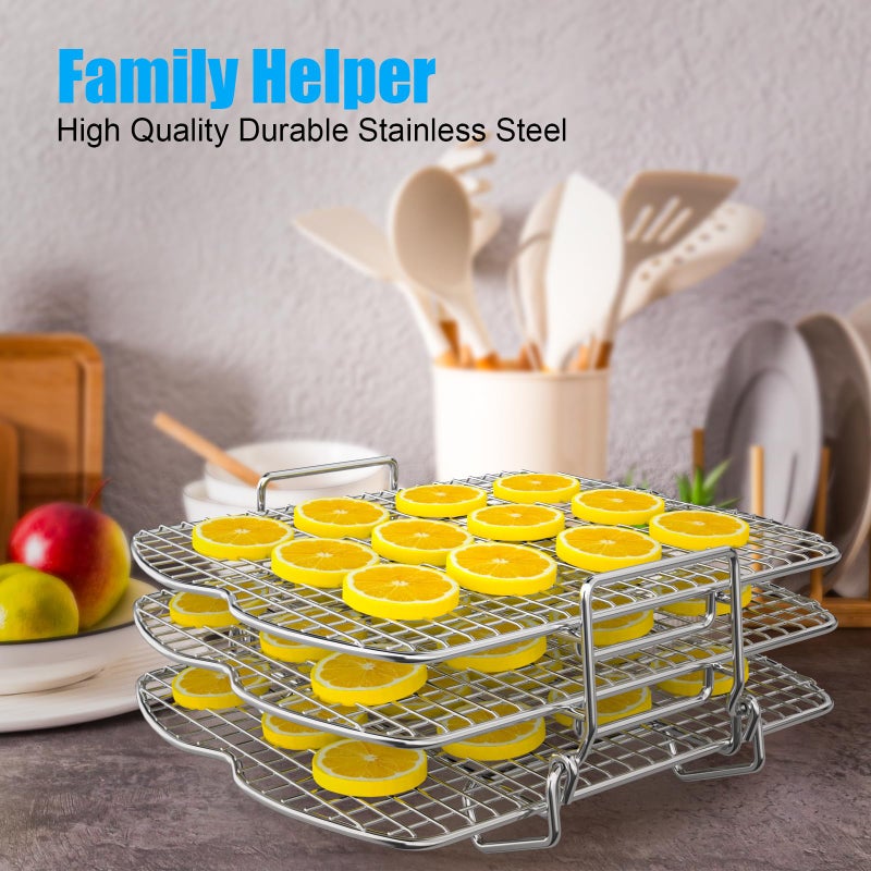 KEESHA Dehydrator Rack for Ninja Foodi AG300 Grill, 3 Stackable Layers Dehydrator Rack Stand for Ninja Foodi AG300 Accessories, Rectangle Air Fryer Accessories for Ninja AG300 AG301 Foodi Grills - Image 4