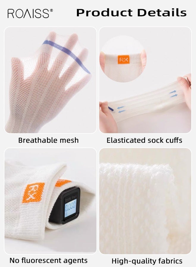 roaiss 5 Pairs Boys Mid-Calf Socks, Comfortable Sports Socks Set, Anti-pilling Breathable Mesh Socks, Thin Middle Tube Socks for Boys - Image 4