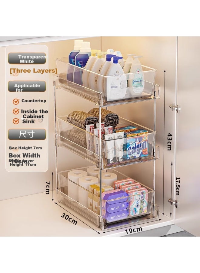 Muya Bathroom Storage Rack, Under-sink Pull-out Cabinet, Layered Bathroom Organizer, Toilet Cabinet Shelf