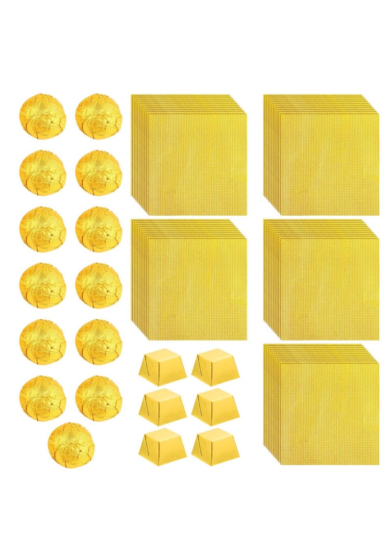 Captaintech Foil Candy Wrappers, 300 Pieces 4x4 inches Golden Aluminium Foil Candy Wrappers Square Chocolate Molds Sugar Tin Foil Wrappers for DIY Candy Chocolate Packaging by Party Wedding Birthday - Image 1