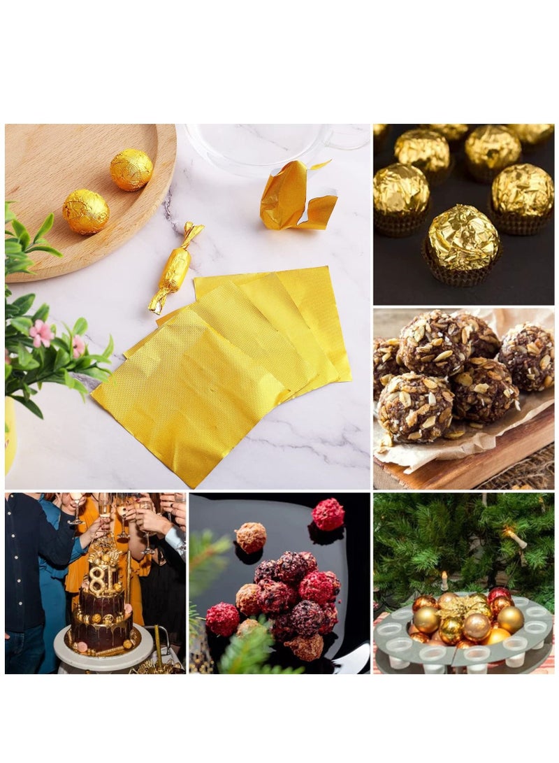 Captaintech Foil Candy Wrappers, 300 Pieces 4x4 inches Golden Aluminium Foil Candy Wrappers Square Chocolate Molds Sugar Tin Foil Wrappers for DIY Candy Chocolate Packaging by Party Wedding Birthday - Image 5