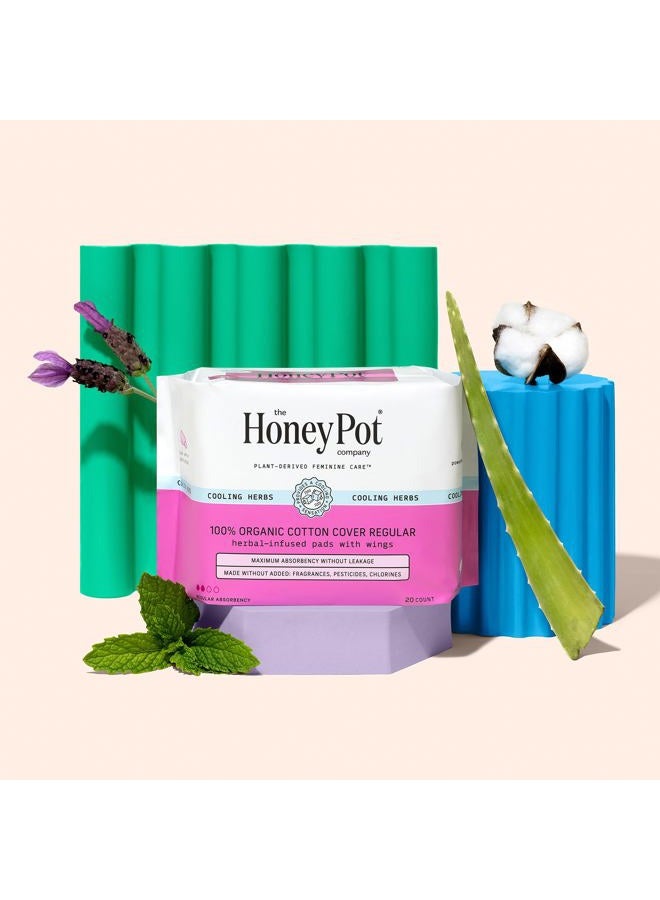 the Honey Pot company Herbal Sanitary Pads for Women - Regular Flow w/Wings - Infused w/Essential Oils for Cooling Effect & Organic Cotton Cover - Feminine Care - FSA & HAS - 20 ct - Image 4