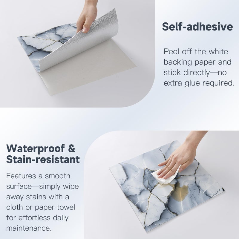 LVSHI 20pcs Faux Stone Wall Panel Marble Peel and Stick Waterproof PVC Shower Rock Panels Bathroom Backsplash Tile Stick on Wall for Bedoom, Kitchen 11.8"x11.8" (Slate Blue,19.4 Sq.Ft.) - Image 5