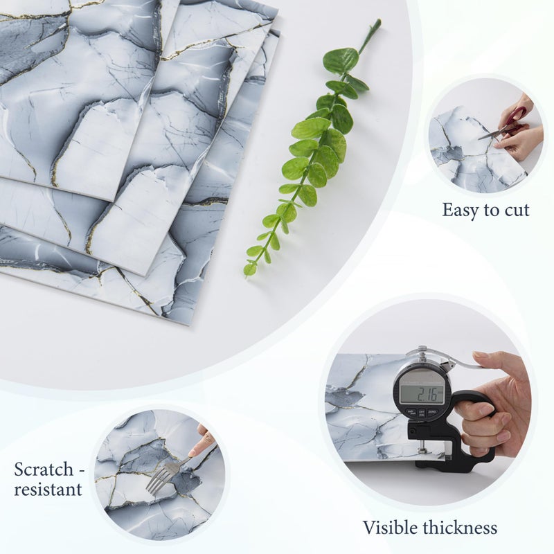 LVSHI 20pcs Faux Stone Wall Panel Marble Peel and Stick Waterproof PVC Shower Rock Panels Bathroom Backsplash Tile Stick on Wall for Bedoom, Kitchen 11.8"x11.8" (Slate Blue,19.4 Sq.Ft.) - Image 4