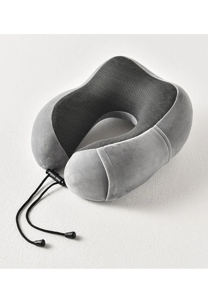 MNUK MNP-3 Neck Pillow for Travel, Grey|Memory Cotton U-Shaped Pillow with Magnetic Cloth |Machine Washable Ultimate Travel Pillow for Car, Flight & Nap