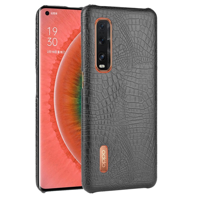 HuHa Case Cover For Oppo Find X2 Pro Shockproof Crocodile Texture PC + PU Case(Black) - Image 1