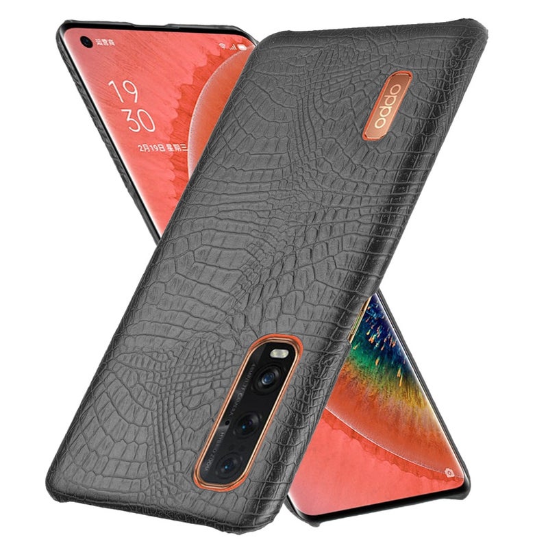 HuHa Case Cover For Oppo Find X2 Pro Shockproof Crocodile Texture PC + PU Case(Black) - Image 2