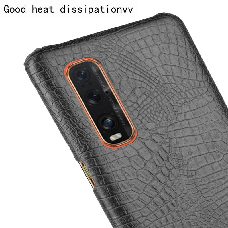 HuHa Case Cover For Oppo Find X2 Pro Shockproof Crocodile Texture PC + PU Case(Black) - Image 5