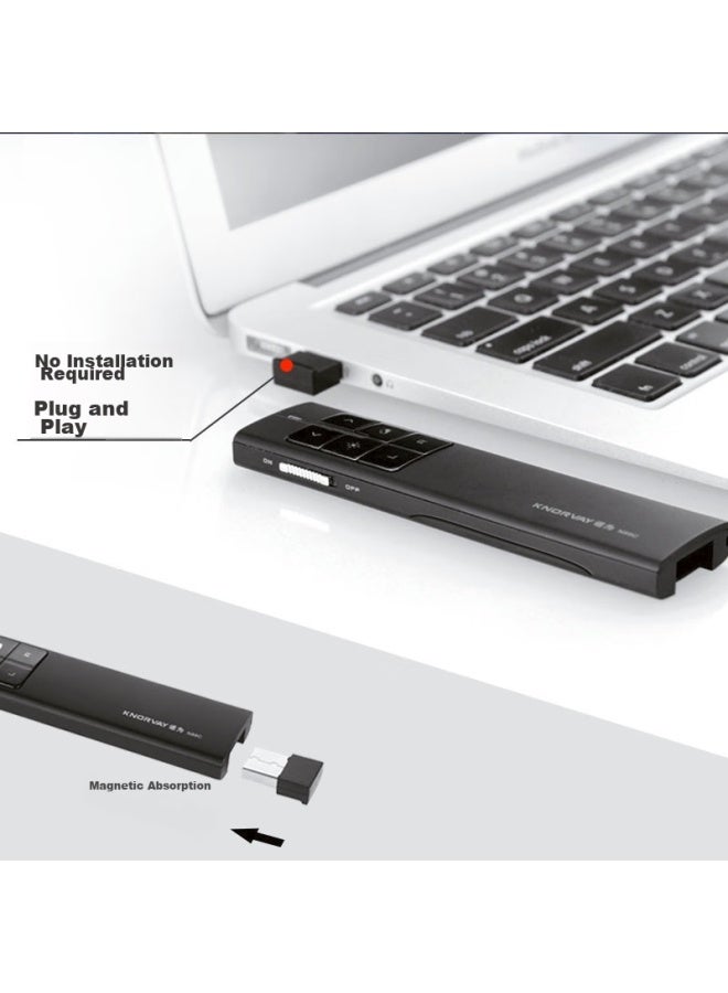 Norwii 360° Control Ppt Page-turning Pen, 50-meter Remote Control Presentation Pen, Air Mouse, Wireless Presenter, Gravity Flying Mouse Laser Pointer, N89 Red Light, Black - Image 3