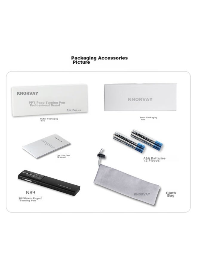 Norwii 360° Control Ppt Page-turning Pen, 50-meter Remote Control Presentation Pen, Air Mouse, Wireless Presenter, Gravity Flying Mouse Laser Pointer, N89 Red Light, Black - Image 5