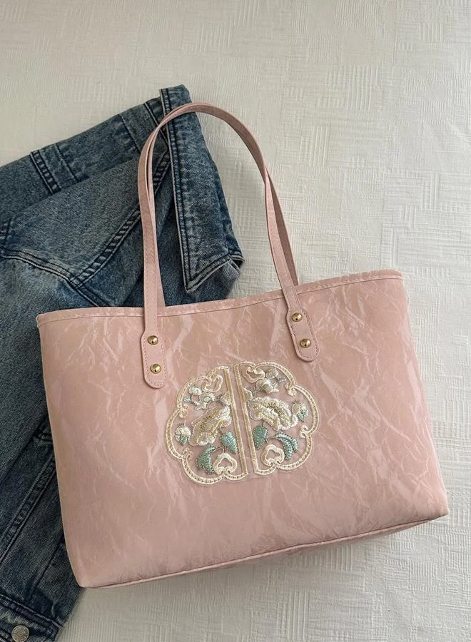 Take Two Pink Embroidered Shoulder Bag