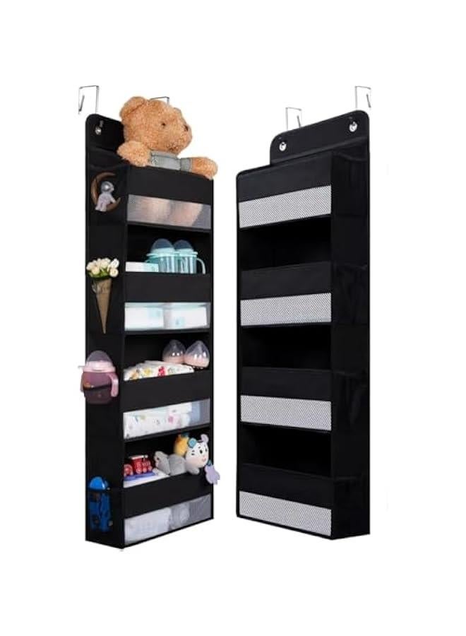 هوكور منظم فوق الباب من بايبي، منظمات الحمام والتخزين، تخزين العاب الحيوانات المحشوة،  مقاوم للتأرجح لاغراض الاطفال وحديثي الولادة (اسود) - Image 1