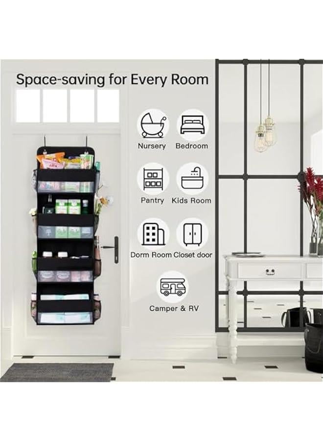 هوكور منظم فوق الباب من بايبي، منظمات الحمام والتخزين، تخزين العاب الحيوانات المحشوة،  مقاوم للتأرجح لاغراض الاطفال وحديثي الولادة (اسود) - Image 2