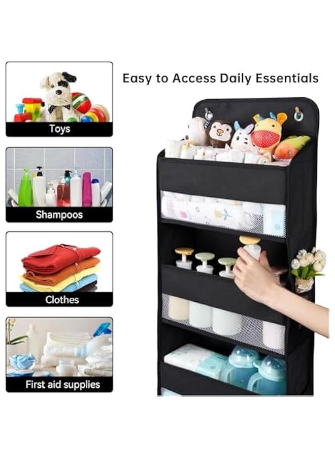 هوكور منظم فوق الباب من بايبي، منظمات الحمام والتخزين، تخزين العاب الحيوانات المحشوة،  مقاوم للتأرجح لاغراض الاطفال وحديثي الولادة (اسود) - Image 5