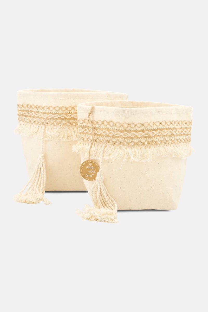 Boltze سلة تخزين مكونة من قطعتين 20 سم ارتفاع × 27 سم طول × 12 سم عرض، بيج - Image 1