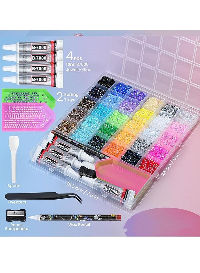 Happy D Set of 4000 resin jelly rhinestones, 30 colors, 3mm flat-back rhinestones, includes 4 glue sticks and tools, suitable for cups, mugs, Crocs, graduation caps, and beauty decorations, ideal for DIY crafts and gifts - Image 4
