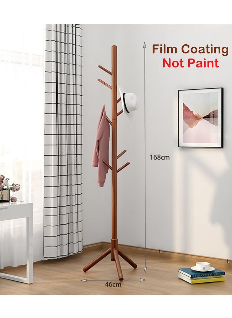 MileMelo Vintage Coat Rack Freestanding Wooden 8 Hanger Clothing Rack,Standing Hat Rack Coat Hanger For Entryway 168*46cm (Tectorial Membrane)  - Image 2