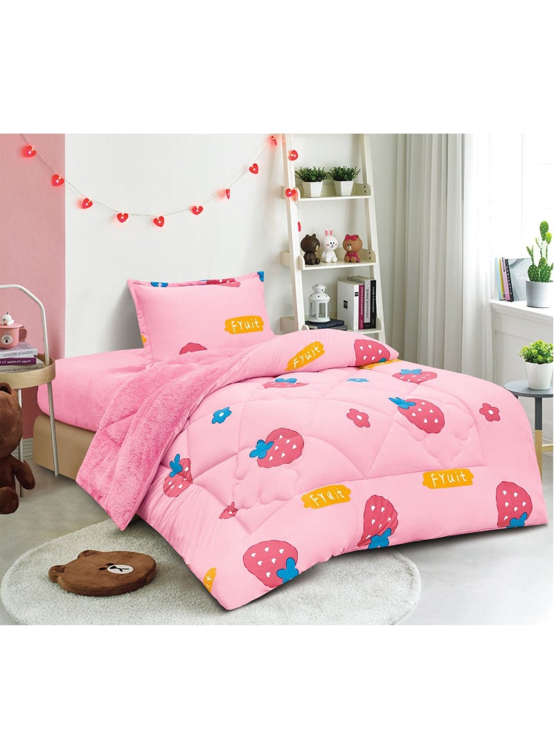 مينجلي مفرش سرير أطفال 3 قطع وجهين فرو ومخمل – ناعم ودافئ – مقاس 170×220 سم - Image 1