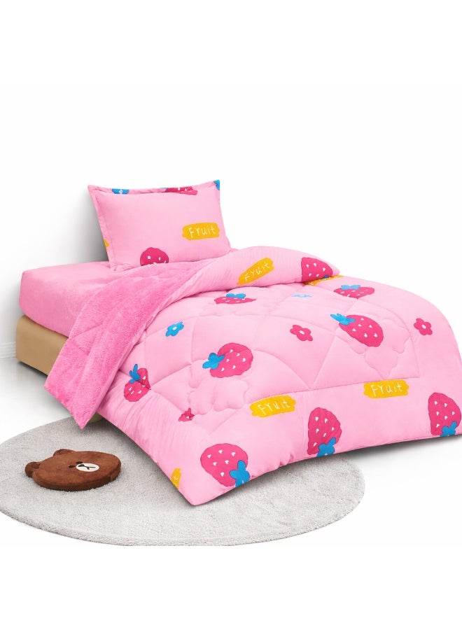 مينجلي مفرش سرير أطفال 3 قطع وجهين فرو ومخمل – ناعم ودافئ – مقاس 170×220 سم - Image 5