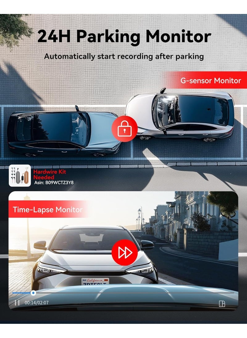 REDTIGER 4K Dash Cam for Cars Front,App Control,ADAS,32GB Memory Card Included,Built-in WiFi GPS,Mini Dash Cam with G Sensor,Night Vision,24H Parking Mode,Loop Recording,F9 Lite - Image 2