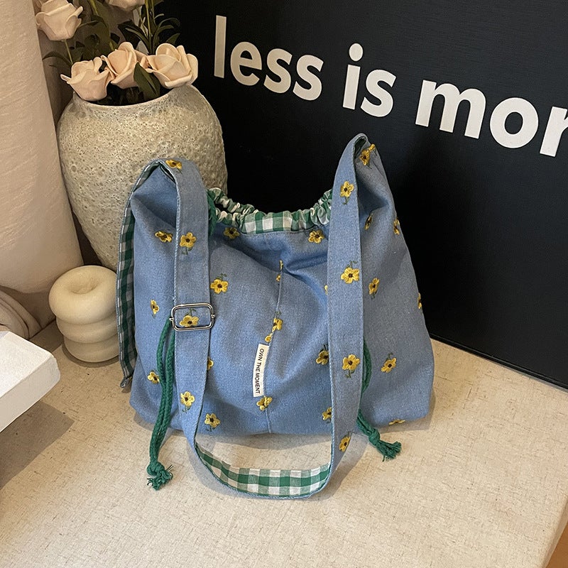 Casual Large Capacity Denim Bag Women'S Lightweight Easiest For Match Commuting Shoulder Crossbody Bag Bucket Bag - Image 1