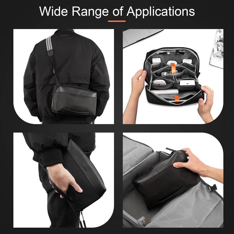 Electronic Organizer Tech Pouch, Waterproof Accessory Storage Bag for Chargers, Cables, Hard Drives, Power Bank, SD/TF Cords, with Removable Card Slots for USB Adapters, Memory Cards, Black - Image 3