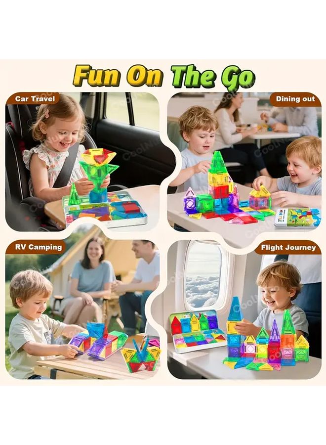 Magnetic Building Blocks Set 28pcs Mini Diamond Shape with Iron Box 3D Colors Pink Green Yellow - Image 5