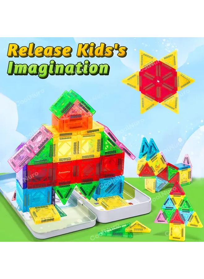 Magnetic Building Blocks Set 28pcs Mini Diamond Shape with Iron Box 3D Colors Pink Green Yellow - Image 3