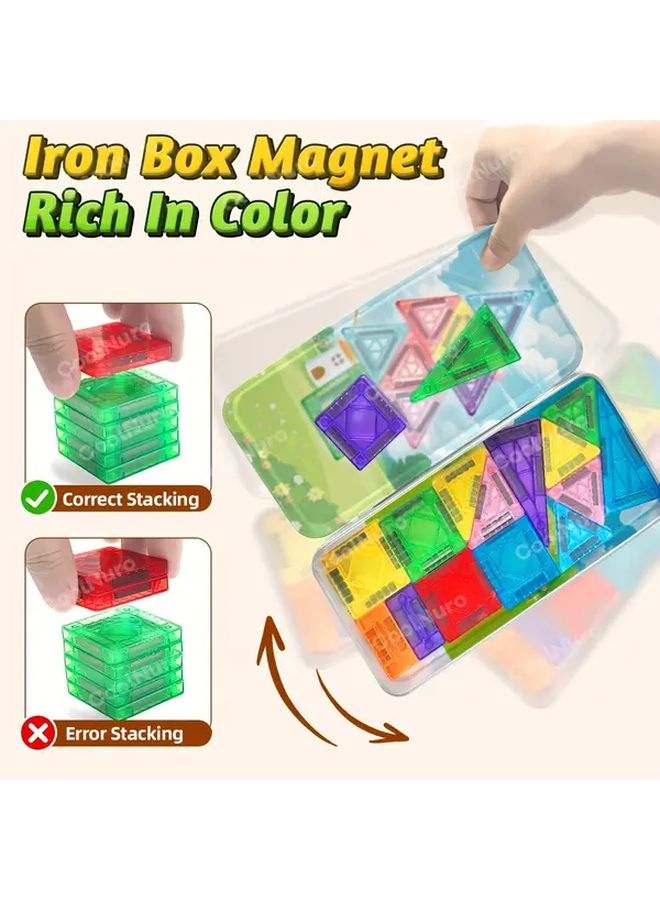 Magnetic Building Blocks Set 28pcs Mini Diamond Shape with Iron Box 3D Colors Pink Green Yellow - Image 4