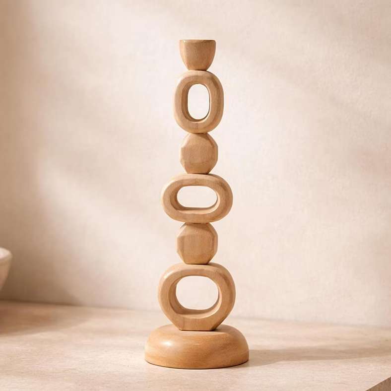 Pan Home Fia Teakwood Abstract Decor Accent 10x10x37cm - Natural - 112ATO9901260 - Image 1
