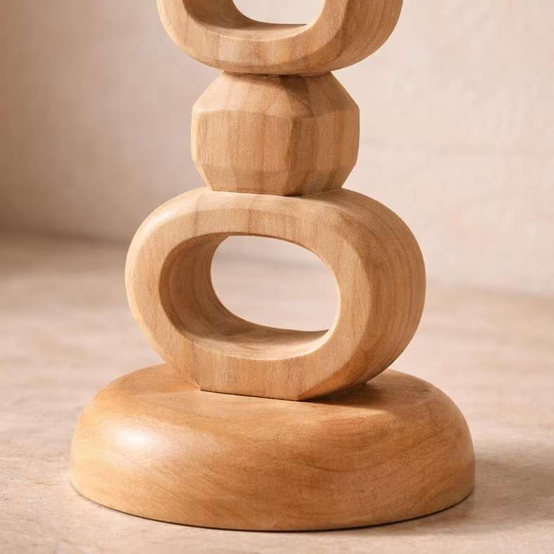 Pan Home Fia Teakwood Abstract Decor Accent 10x10x37cm - Natural - 112ATO9901260 - Image 3