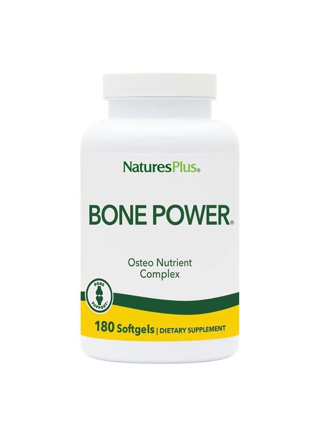 Nature's Plus ناتشرز بلس باور للعظام مع البورون - 1000 ملغ كالسيوم، 180 كبسولة لينة - مكمل دعم العظام والمفاصل، كالسيوم سائل لأقصى امتصاص - خالي من الحليب، خالي من الجلوتين - 45 حصة - Image 1