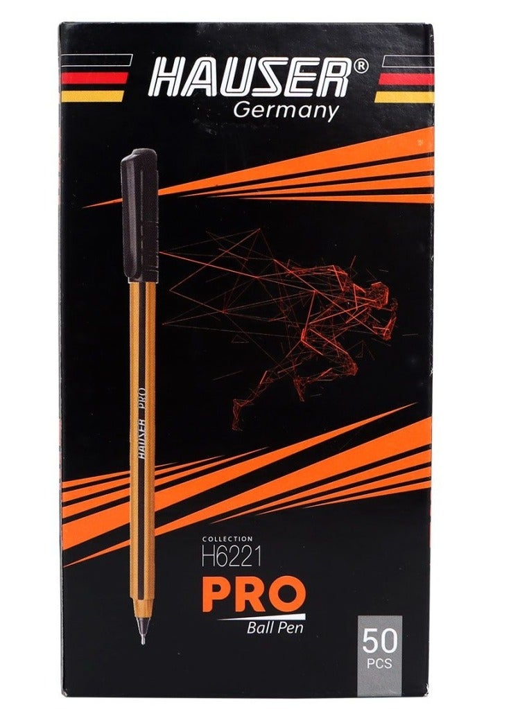 HAUSER 50 Pieces Pro Ball Pen Black Color - Image 1