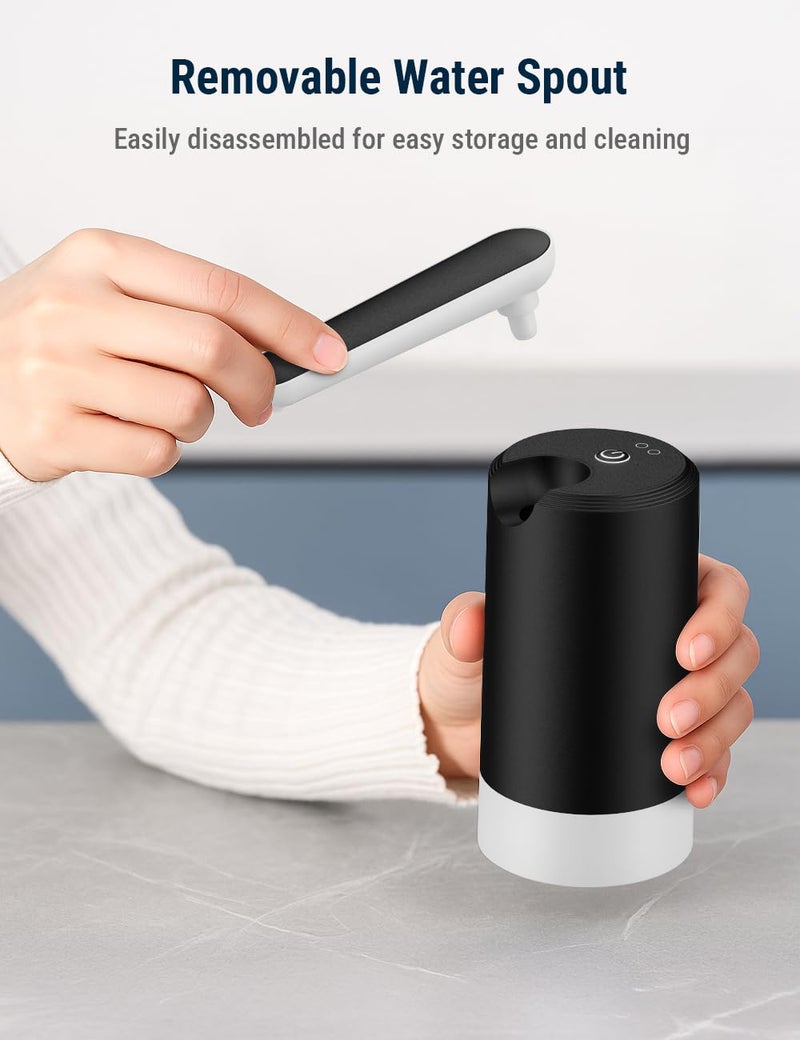 COSTAR Portable Water Dispenser Pump for 20 Litre Bottle, Mini Water Pump with Removable Spout, USB Rechargeable Water Dispenser for Home with Low Noise | High Efficiency (Kingfisher 4), Black - Image 2