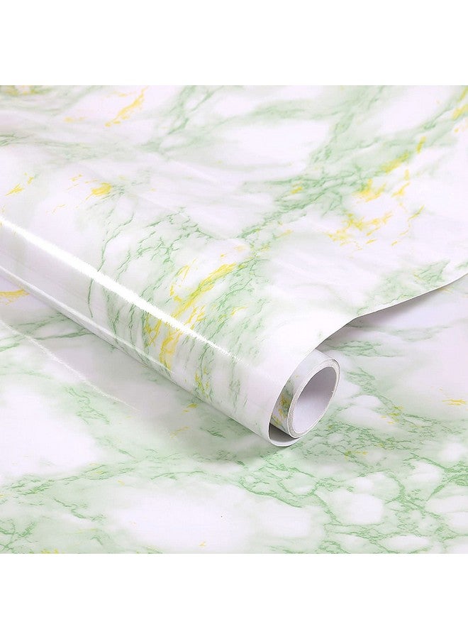 Wolpin Wall Stickers Marble Wallpaper Furniture (45 x 300 cm) PVC DIY Self Adhesive, White and Green Decorative Wallpaper - Image 1