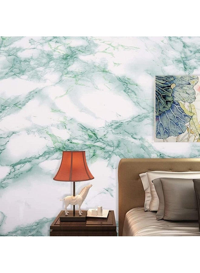 Wolpin Wall Stickers Marble Wallpaper Furniture (45 x 300 cm) PVC DIY Self Adhesive, White and Green Decorative Wallpaper - Image 3